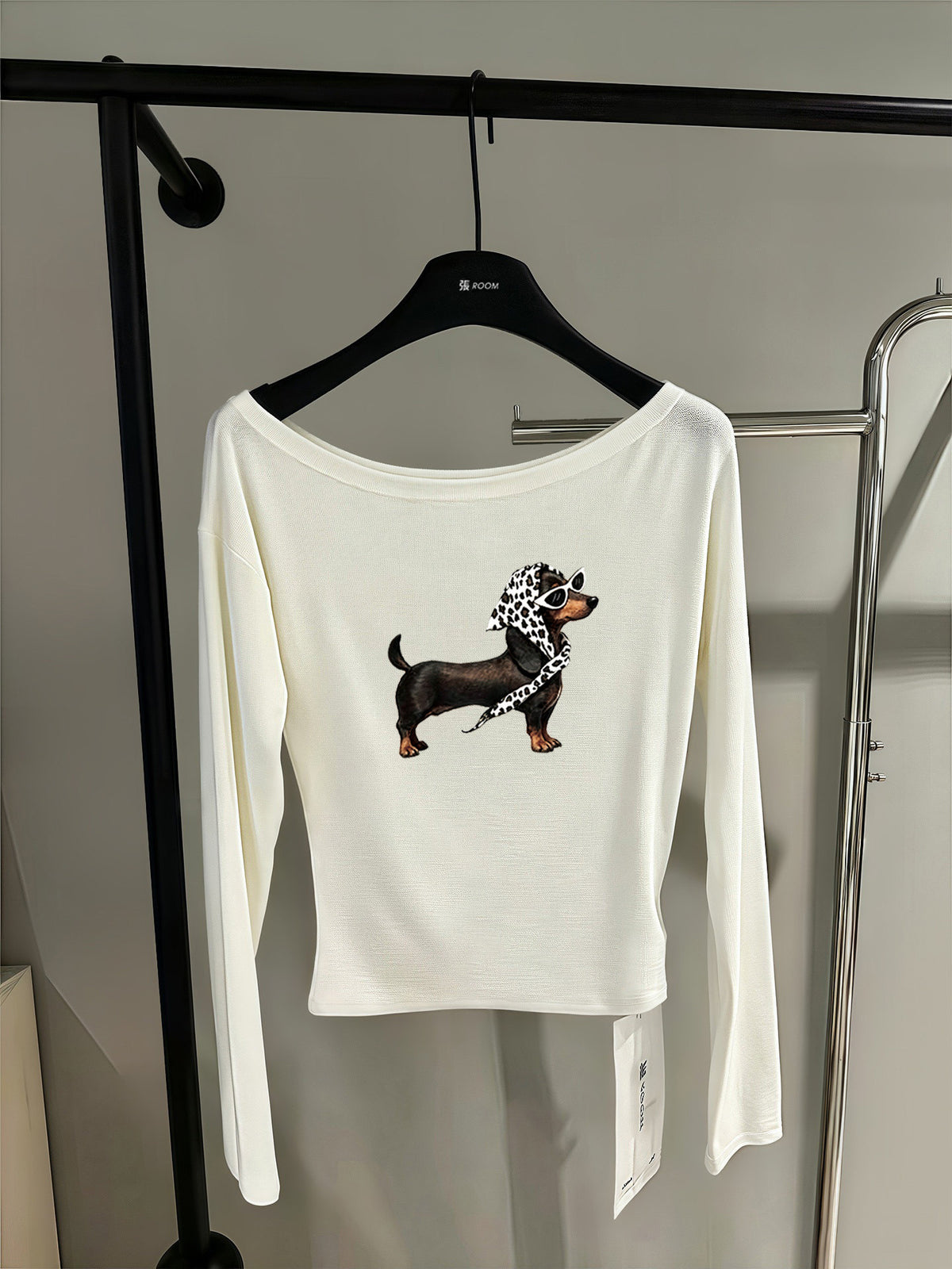 Asymmetric Off-Shoulder Slim-Fit Long Sleeve Top