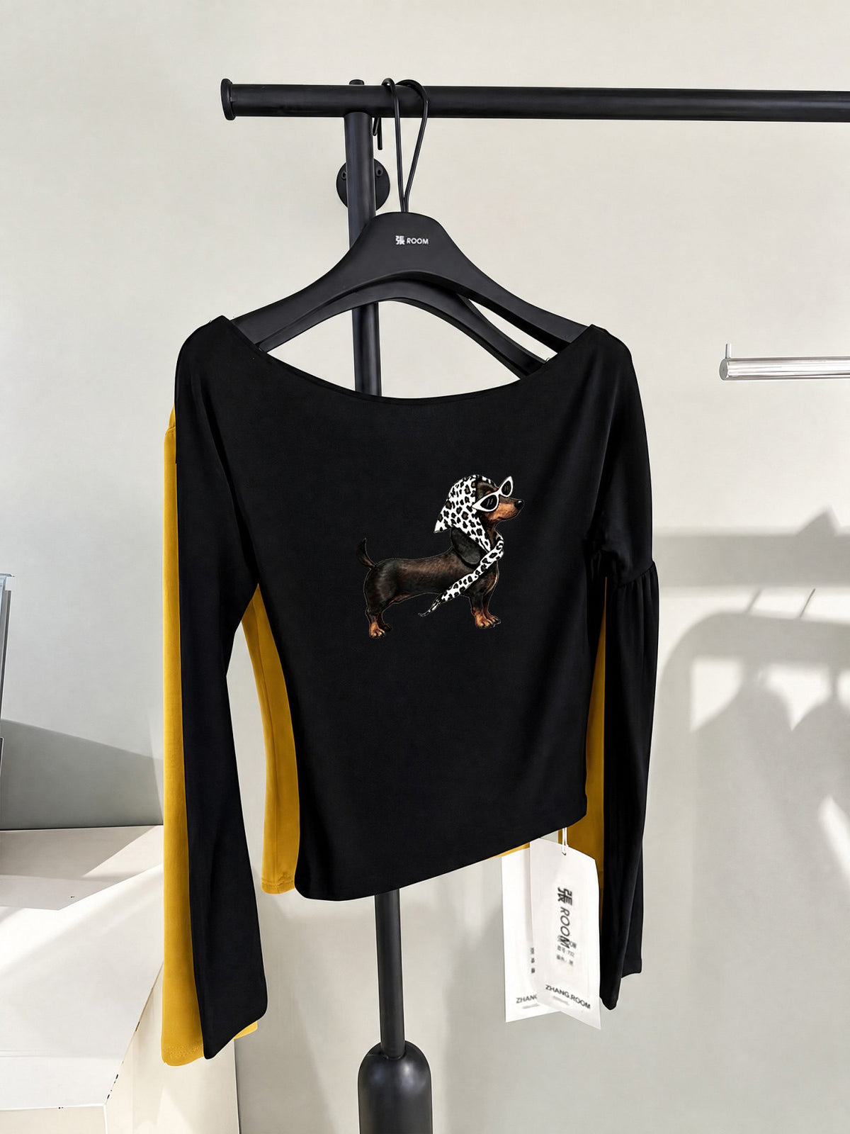 Asymmetric Off-Shoulder Slim-Fit Long Sleeve Top