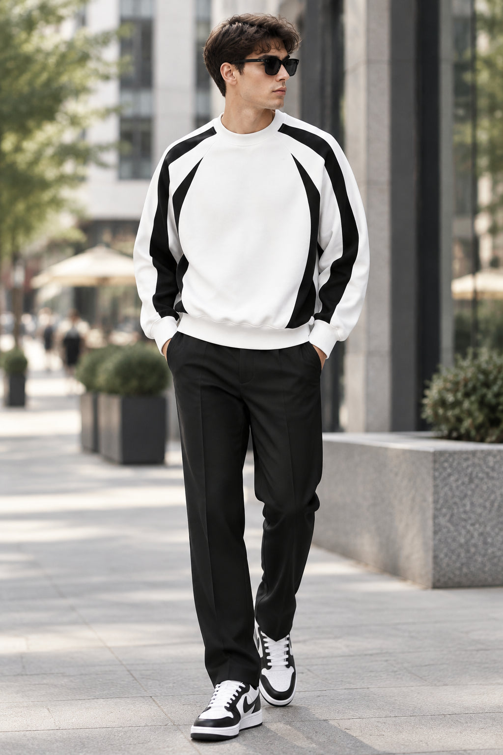 Men's Deconstructed Heavyweight Patchwork Crewneck Sweatshirt